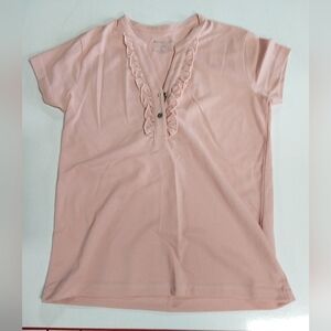 Architect Pink Ruffled Short Sleeve Blouse